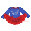 American's Birthday Royal Blue Long Sleeve Bodysuit Red Pettiskirt & Sparkle Rhinestone 4th July Print JS4499